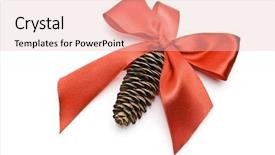  Presentation with red bow - Beautiful theme featuring fir tree cone and red bow christmas decorated backdrop and a lemonade colored foreground