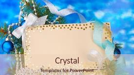  Presentation with postcard - Presentation having fir-tree on blue background and a lemonade colored foreground