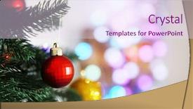  Presentation with fir tree - Colorful presentation enhanced with fir tree over blurred background backdrop and a sky blue colored foreground