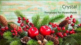  Presentation with holly - Cool new presentation theme with fir tree pine cones backdrop and a  colored foreground