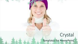  Presentation with animated targets - Audience pleasing PPT layouts consisting of animated woman with thumbs up backdrop and a soft green colored foreground