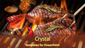  Presentation with beef - Presentation theme having fire - beef steaks on the grill background and a tawny brown colored foreground
