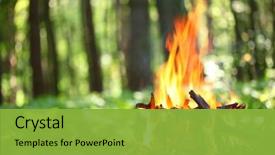  Presentation with forest fire - Amazing presentation theme having fire - bonfire in the forest backdrop and a seafoam green colored foreground