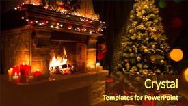  Presentation with christmas presents - Beautiful slide set featuring fire - christmas interior with tree presents backdrop and a tawny brown colored foreground