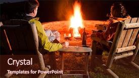  Presentation with bonfire - Theme featuring fire - couple by the bonfire background and a wine colored foreground