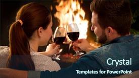  Presentation with romantic birthday couple celebrate - Slide set with fire - couple relaxing with glasses background and a navy blue colored foreground