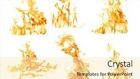  Presentation with flames - Colorful slide deck enhanced with fire - set of orange flames isolated backdrop and a blonde colored foreground