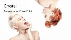  Presentation with women - PPT theme having surgery fire - two opposite women's portrait background and a sky blue colored foreground