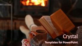  Presentation with hot and cold coffee cup - PPT theme enhanced with fire - woman resting with cup background and a wine colored foreground