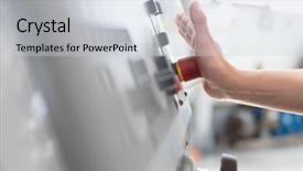  Presentation with fire red - Theme having fire alarm - hand pushing industrial red button background and a lemonade colored foreground