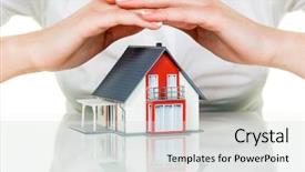  Presentation with fire insurance - Slides consisting of fire alarm - woman protects your house background and a light gray colored foreground