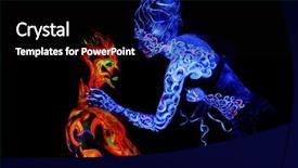  Presentation with light fire - Theme featuring fire and air body art background and a black colored foreground