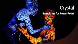  Presentation with light fire - Colorful PPT layouts enhanced with fire and air body art backdrop and a black colored foreground