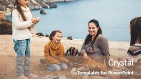  Presentation with cooking fire - Slide set with fire and frying sausages background and a coral colored foreground