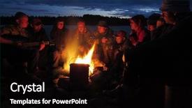  Presentation with sing - Presentation with tourists sit at a fire background and a black colored foreground