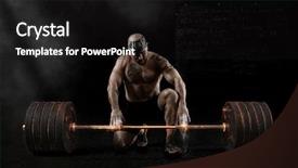  Presentation with workout - Slide deck having fire arms training - deadlift portrait of a muscular background and a black colored foreground