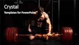 Presentation with workout - Presentation theme with fire arms training - deadlift portrait of a muscular background and a black colored foreground