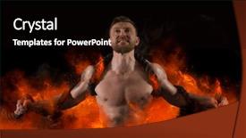  Presentation with flame - Presentation theme consisting of fire arms training - muscular man with a rope background and a black colored foreground