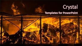  Presentation with warehouse - Cool new slides with fire at the industrial warehouse backdrop and a wine colored foreground