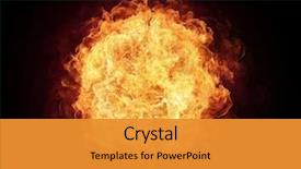  Presentation with free - Amazing PPT theme having fire ball with free space backdrop and a gold colored foreground
