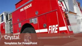  Presentation with fire - PPT layouts having fire brigade on road background and a tawny brown colored foreground