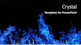  Presentation with blue fire - Presentation theme with fire burning - blue flame isolated on black background and a black colored foreground