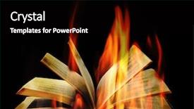  Presentation with book burning - Amazing presentation theme having fire burning - open book in flame backdrop and a black colored foreground