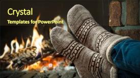  Presentation with relaxing - Slide deck having fire burning - relaxing at the fireplace background and a tawny brown colored foreground