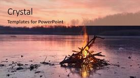  Presentation with ice frozen - Amazing theme having fire burning on ice backdrop and a coral colored foreground