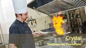  Presentation with cook chef - Beautiful slide set featuring fire chief - food preparation chef cook backdrop and a violet colored foreground