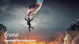  Presentation with of a helping hand - Beautiful presentation theme featuring fire chief - hand of help and protection backdrop and a  colored foreground