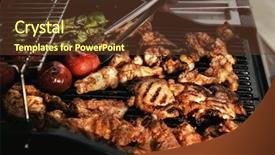  Presentation with japanese korean yakiniku barbecue style - Cool new slide deck with fire chief - image of barbecue backdrop and a tawny brown colored foreground