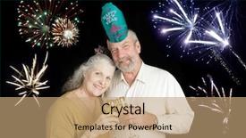  Presentation with happy new year - Audience pleasing slides consisting of fire crackers - beautiful senior couple celebrating backdrop and a coral colored foreground