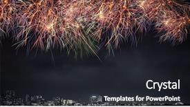  Presentation with fireworks - Cool new presentation design with fire crackers - fireworks in sky mixed media backdrop and a dark gray colored foreground