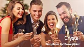  Presentation with friends - PPT layouts consisting of fire crackers - picture showing group of friends background and a tawny brown colored foreground