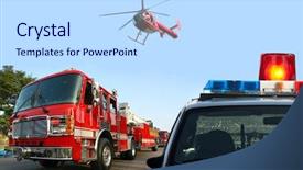  Presentation with fire - Amazing PPT layouts having fire department response backdrop and a light blue colored foreground