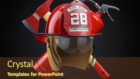  Presentation with fire extinguisher - Presentation design consisting of fire-deprtment-emblem-firefighter-badge background and a tawny brown colored foreground