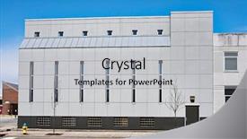  Presentation with windows - Colorful presentation theme enhanced with fire door - gray urban building with thin backdrop and a light gray colored foreground