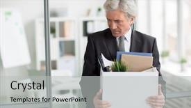  Presentation with director - Cool new PPT theme with fire door - unhappy mature businessman or director backdrop and a light gray colored foreground