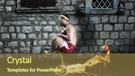  Presentation with child and adult talking - Beautiful theme featuring fire drill - adult crazy man cycling backdrop and a tawny brown colored foreground