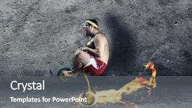  Presentation with fire drill - Colorful PPT layouts enhanced with fire drill - adult crazy man cycling backdrop and a gray colored foreground