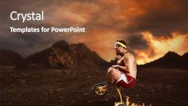  Presentation with cycling - Colorful PPT layouts enhanced with fire drill - adult crazy man cycling backdrop and a tawny brown colored foreground