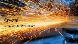  Presentation with fire drill - Theme having fire drill - metal cutting with hand grinding background and a yellow colored foreground