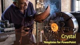  Presentation with welding - Slides with fire drill - thai worker welding a metal background and a tawny brown colored foreground