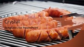  Presentation with grilling - Slides with fire eater - grilling sausages on barbecue grill background and a red colored foreground