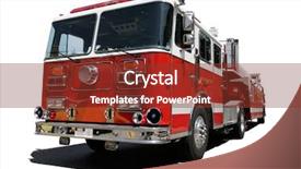  Presentation with fire department - Presentation theme having fire engine isolated on white background and a tawny brown colored foreground