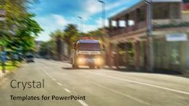  Presentation with engine - Cool new PPT theme with fire-engine-with-sirens backdrop and a coral colored foreground