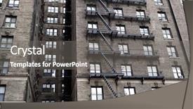  Presentation with building fire - Cool new slides with fire escape on the wall backdrop and a  colored foreground