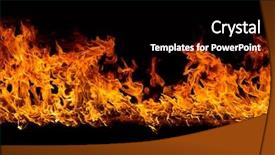  Presentation with flames - PPT theme featuring fire explosive - blazing flames over black background background and a black colored foreground