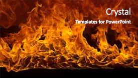  Presentation with flames - PPT layouts featuring fire explosive - blazing flames over black background background and a tawny brown colored foreground